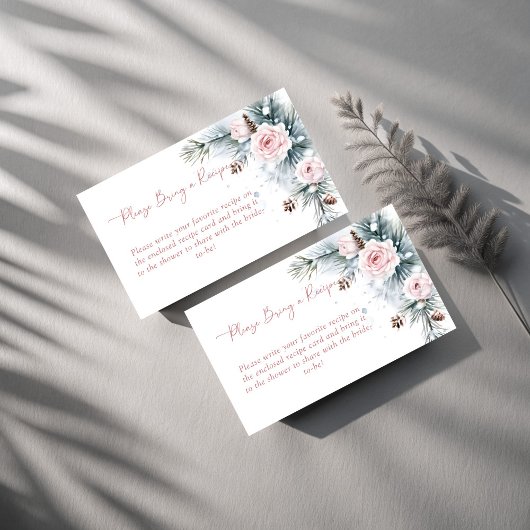 雪の愛の冬ブライダルシャワー雪の松 エンクロージャーカード