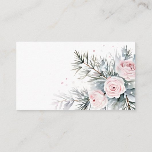 雪の愛の冬ブライダルシャワー雪の松 エンクロージャーカード (裏面)