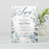 雪の愛の冬ワンダーランドブルーブライダルシャワー 招待状 (スタンド正面)