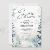 雪の愛の冬ワンダーランドブルーブライダルシャワー 招待状 (正面)
