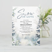 雪の愛の冬ワンダーランドブルーブライダルシャワー 招待状 (スタンド正面)