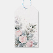 雪の愛の松の冬のブライダルシャワー好意 ギフトタグ (裏面)