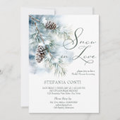 雪の愛の松冬のブライダルシャワー 招待状 (正面)