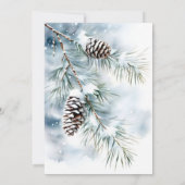 雪の愛の松冬のブライダルシャワー 招待状 (裏面)