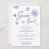 雪の愛の雪の結晶の冬ブライダルシャワー 招待状 (正面)