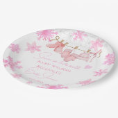 雪の愛の雪の赤ちゃんシャワーモノグラムの ペーパープレート (アングル)