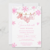 雪の愛の雪の雪の冬の赤ちゃんシャワー 招待状 (正面)