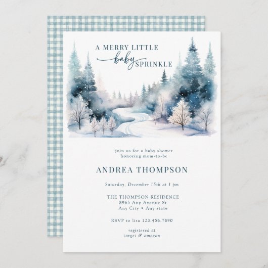 雪の愛 |冬の赤ちゃんシャワー 招待状 (正面/裏面)