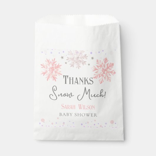 雪の感謝してい多くの赤ん坊のシャワーピンク フェイバーバッグ (正面)