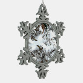 雪の抽象芸術 スノーフレークピューターオーナメント (左)