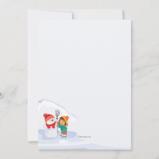 雪の招待状の冬のおもしろい 招待状 (裏面)