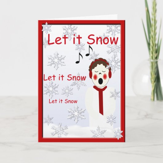 雪の挨拶を聞かせCaroler少年クリスマス シーズンカード (正面)