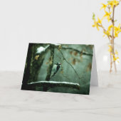 雪の挨拶状のキツツキ カード (黄色い花)