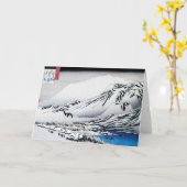 雪の挨拶状の日本のな山 カード (黄色い花)