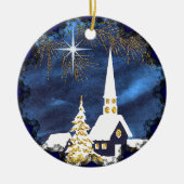 雪の教会 ビンテージ クリスマス オーナメント (正面)
