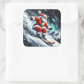 雪の斜面にサンタ・スキー スクエアシール (バッグ)