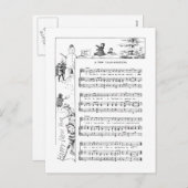 雪の新年の歌で遊んでいる子供 シーズンポストカード (正面/裏面)