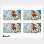 雪の旅人,北斎雪の旅人,北斎,浮世絵 長方形シール (シート)