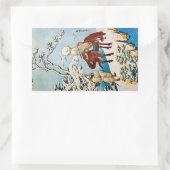 雪の旅人,北斎雪の旅人,北斎,浮世絵 長方形シール (バッグ)