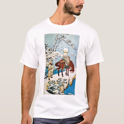 雪の旅人,北斎雪の旅人,北斎,浮世絵 Tシャツ (正面)