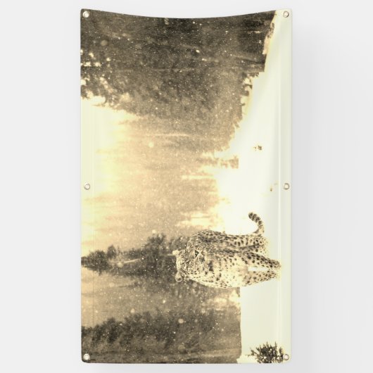 雪の旗のヒョウ 横断幕 (縦)