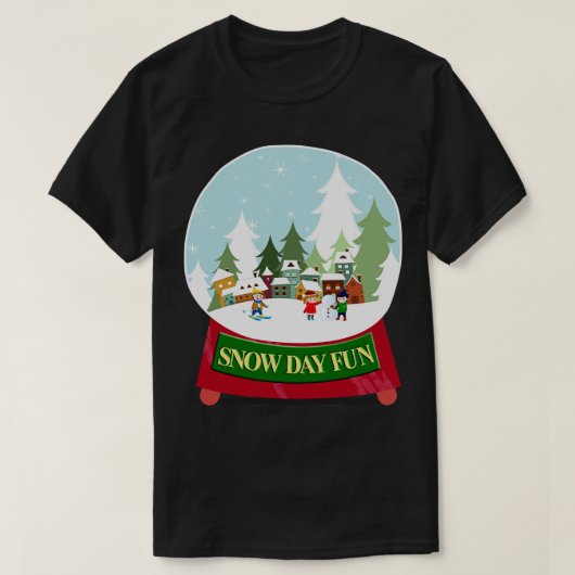 雪の日おもしろい雪の球体 Tシャツ (デザイン正面)