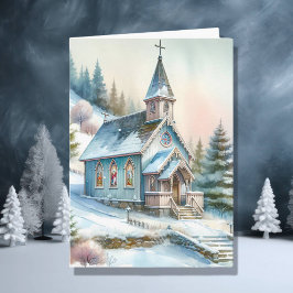 雪の日にかわいい小さな教会 | クリスマス カード