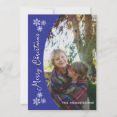 雪の日のカスタム写真クリスマスカード | ブルー シーズンカード (正面)