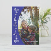 雪の日のカスタム写真クリスマスカード | ブルー シーズンカード (スタンド正面)
