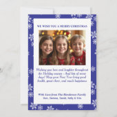 雪の日のカスタム写真クリスマスカード | ブルー シーズンカード (裏面)