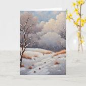 雪の日のクリスマスカード カード (黄色い花)