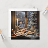 雪の日のクリスマスクッキー カード (正面/裏面インサイチュ)