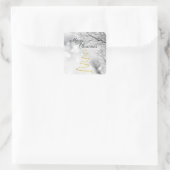 雪の日のゴージャスな金ゴールドクリスマスツリー スクエアシール (バッグ)