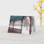 雪の日のポーチビュー – マーサのブドウ畑 カード (黄色い花)