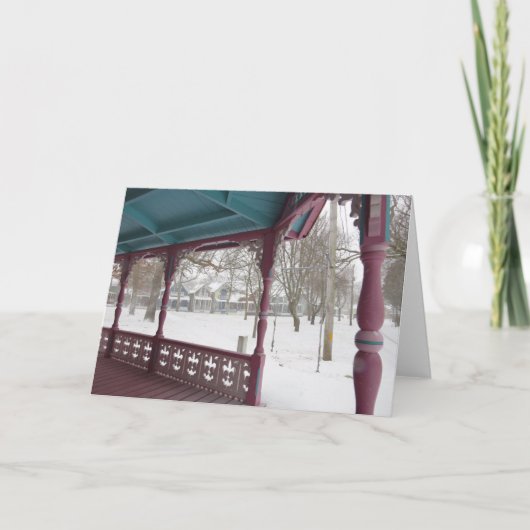 雪の日のポーチビュー – マーサのブドウ畑 カード (正面)