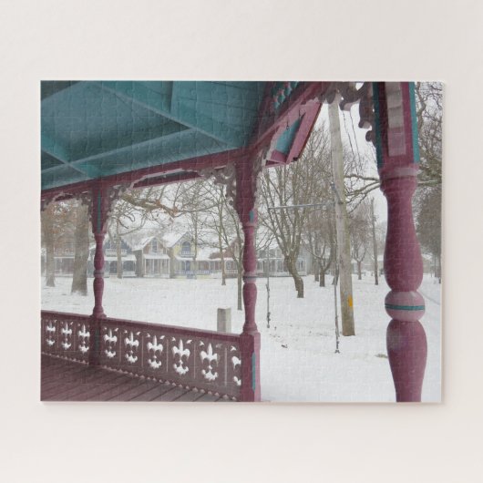 雪の日のポーチビュー – マーサのブドウ畑 ジグソーパズル (横)