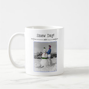 雪の日のヴィンテージマグ コーヒーマグカップ