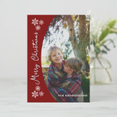 雪の日の写真コラージュのクリスマスカード | レッド シーズンカード (スタンド正面)