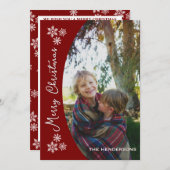 雪の日の写真コラージュのクリスマスカード | レッド シーズンカード (正面/裏面)