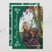 雪の日の写真コラージュのクリスマスカード | Green シーズンカード (正面/裏面)
