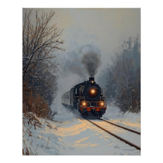 雪の日の列車ポスター ポスター