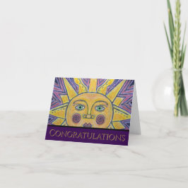 雪の日の太陽 折りたたみグリーティングカード カード