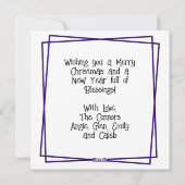 雪の日の街のクリスマスショッピング シーズンカード (裏面)