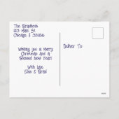 雪の日の街のクリスマスショッピング シーズンポストカード (裏面)