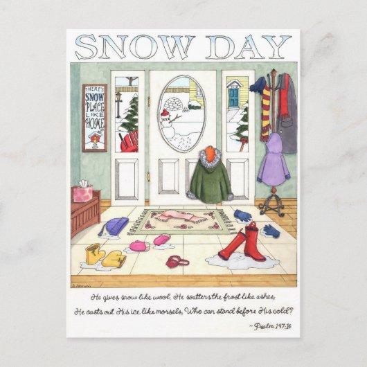 雪の日はがき感動的 ポストカード (正面)