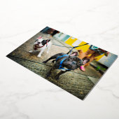 雪の日もペットと一緒 | ペットのホリデー写真カード 箔シーズンカード (回転した状態)