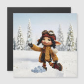 雪の日を楽しむマグネットカード (正面/裏面)