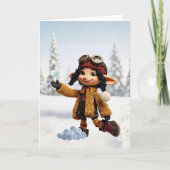 雪の日を楽しむ カード (正面)