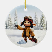 雪の日を楽しむ セラミックオーナメント (裏面)