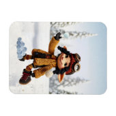 雪の日を楽しむ マグネット (横)